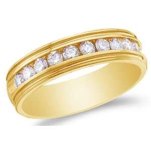 Size 12.5   14K Yellow Gold Large Diamond MENS Wedding Band Ring   w 