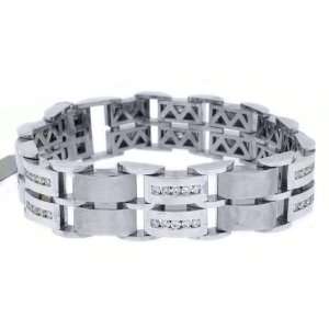   14k White Gold Mens 2 Row Round Diamond Bracelet 3.22 Carats Jewelry