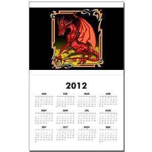 Calendar Print w Current Year Red Dragon Tapestry