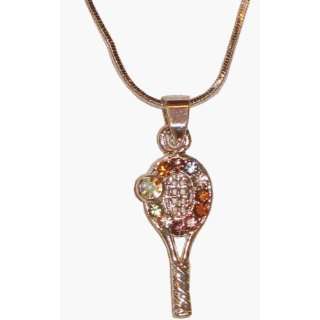  Tennis Racquet Pendant With Multi Colored Crystals   Boca 