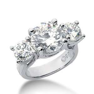  6 Ct Diamond Engagement Ring Round Prong Three Stone 14k 