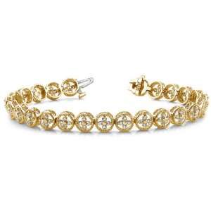  18k Yellow Gold, Diamond Cross Link Circle Bracelet, 1.61 