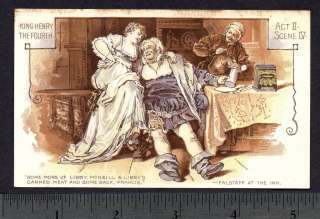 Shakespeare play Falstaff Inn Libby Meat 1800s ad CARD  