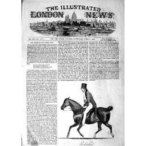 1850 ANTIQUE PORTRAIT ROBERT PEEL HORSE RIDING PRINT
