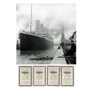  RMS Titanic in Dock w/ 4 Tickets 1912 Historic Novelty 8 1 