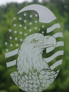 10.5 x 16 FLAG & EAGLE WINDOW DECAL Etched Glass Vinyl Cling