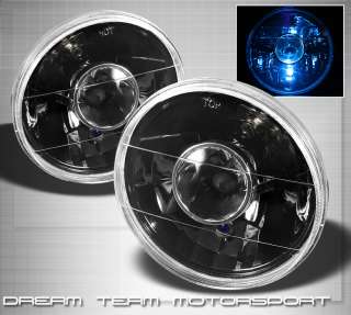   CUT ROUND BLACK HOUSING CRYSTAL PROJECTOR HEAD LIGHTS LAMPS+H4 BULBS