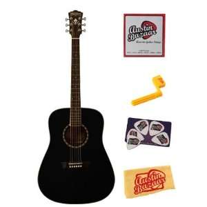 Washburn WD10S Dreadnought Acoustic Guitar Bundle with Strings, String 