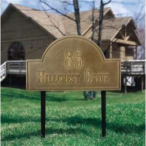  Address Plaque, Antique Brass Aluminum, Lawn/Wall Estate Plaque 