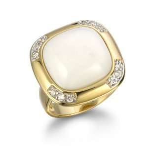  CUSHION SHAPE FAUX WHITE AGATE RING CHELINE Jewelry