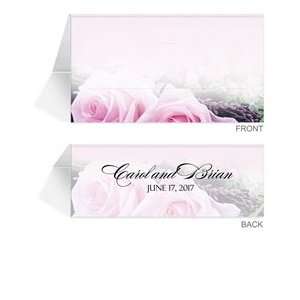  40 Personalized Place Cards   Baby Pink Roses on Pink 