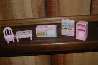 Vintage Miniature Pink Kitchen Set Toys Furniture Doll House Hong Kong 