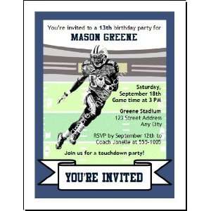   Seahawks Colored Football Birthday Party Invitation 2 