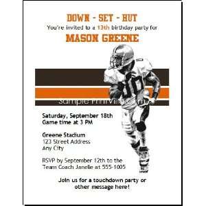    Browns Colored Football Birthday Party Invitation 