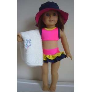    Bathing Suit,Towel & Hat Fits American Girl Dolls 
