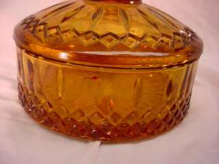 Vintage DEPRESSION GLASS Amber COVERED CANDY DISH  