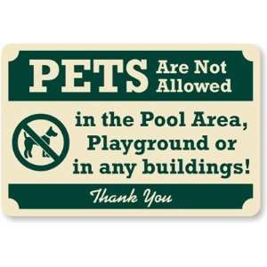   Buildings Thank You (No Dogs Allowed Symbol) Aluminum Sign, 18 x 12