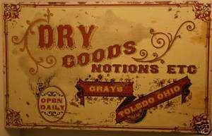 Vintage Metal Sign Americana Dry Goods Store Toledo OH  
