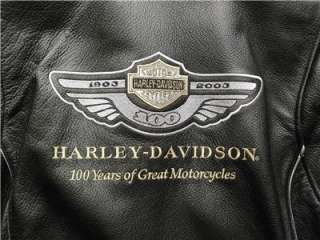 Harley Davidson Leather Jacket 100th Anniversary Medium, runs Large 