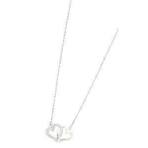 Sterling Silver Italian Anti Tarnish Necklace w/ Interlocking Hearts 