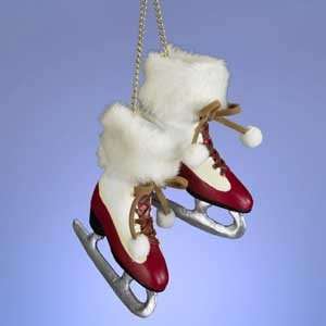  3 Vintage Fur Trimmed Ice Skates Christmas Ornament