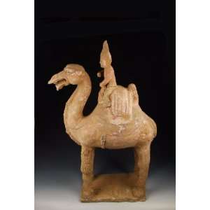  Painted Pottery Camel and Rider, Chinese Antique Porcelain, Pottery 