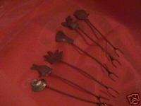 Mexican silver mini forks toothpicks appetizers vintage  