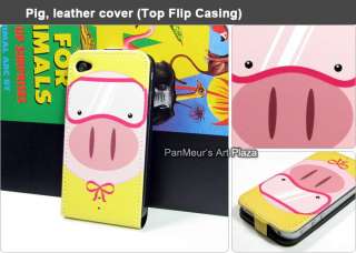 Apple iPhone 4S/4 Cute Protective Cell Phone Leather Case Cover (Pig 