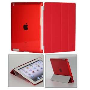   Smart Cover FRONT + Red Poly carbonate BACK Protector for Apple iPad 2