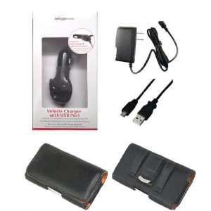 For LG Connect 4G Premium Pouch Case + OEM CAR CHARGER, Travel Wall 