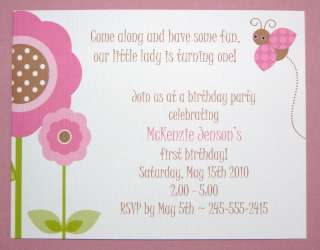 50 Ladybug Baby Girl Shower, Birthday Invitations  