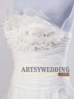 Strapless Floral Ruched Ruffled Wedding Dress/Gown Size2 4 618 