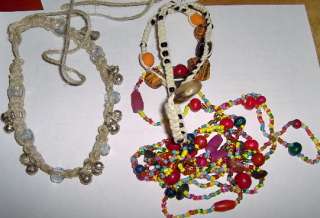 Hippie Jewelry Choker, ankle bracelet, long beaded necklace slightly 