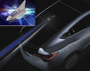 NEW Solar Powered Car Shark Fin Antenna Style 8LED Warning Flash Tail 