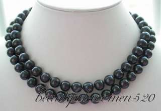 32 10mm round black freshwater pearl necklace  