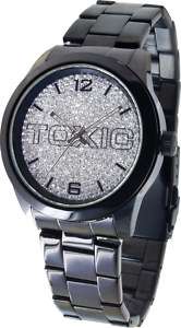 Mens Black Stainless Steel Bling Watch Toxic TX50082 A  