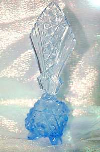   Blue Crystal Perfume Bottle With Crystal Stopper   Beautiful Blue