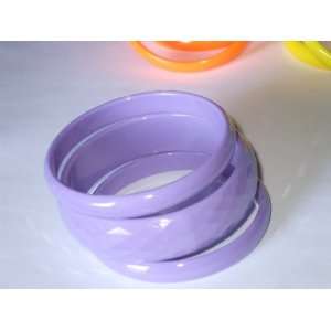   Plastic Bangle 3 Pc Set Faceted Bracelets Wide Thin 