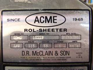 1998 Acme 88 4 Commercial Dough Roller Sheeter Cutter  