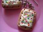 Strawberry Tart Earrings Breakfast Food Miniature Rainb