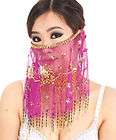 BELLY DANCE FACE VEIL SCARF COSTUME WITH BEAD SEQUIN PURPLE NEW