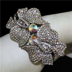 Bridal Dual Butterfly Bangle Bracelet Swarovski Crystal  