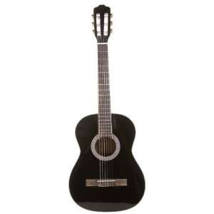 com 39 Inch 3/4 Student Beginner Black Classical Nylon String Guitar 