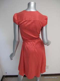 Calypso Metallic Peach Cap Sleeve Julia Wrap Dress 0  