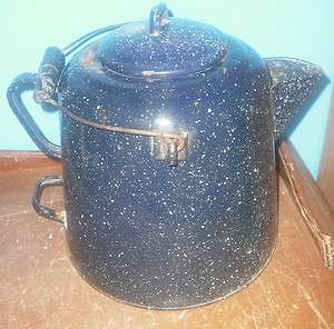   GRANITEWARE Speckled Coffee Tea POT Camping 12 tall 10 wide  