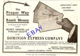 1912 DOMINION EXPRESS TELEGRAPH MONEY TRANSFER CANADA  