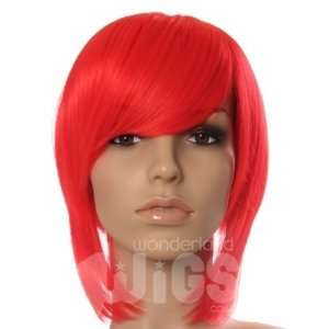    SHORT BRIGHT FIRE RED WIG COSPLAY ANIME STYLE BOB WIGS Beauty