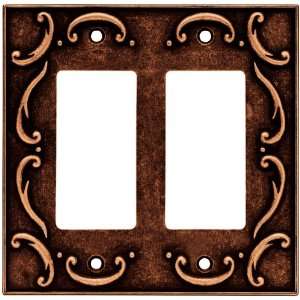 BRAINERD 64260 French Lace Double Decorator Wall Plate, Sponged Copper