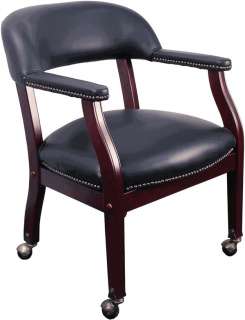black vinyl conference or guest side chair with casters