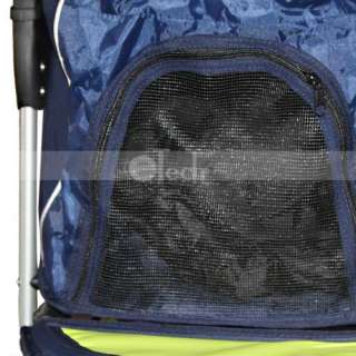 BestPet Blue 3 wheel pet dog cat stroller w/RainCover  